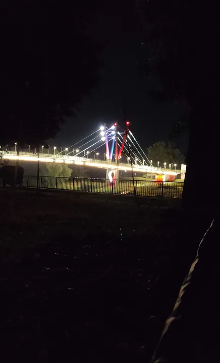 Colorful bridge in the night.